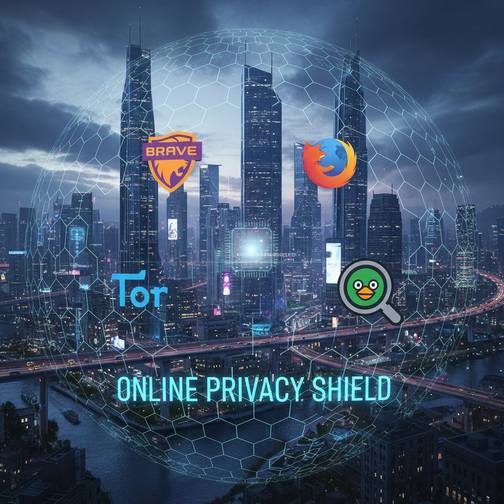 A collection of icons representing the top privacy-focused web browsers.